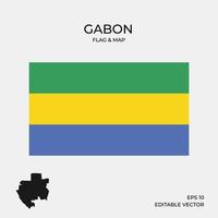 Gabon kaart en vlag vector