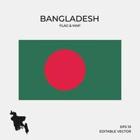 kaart en vlag van bangladesh vector