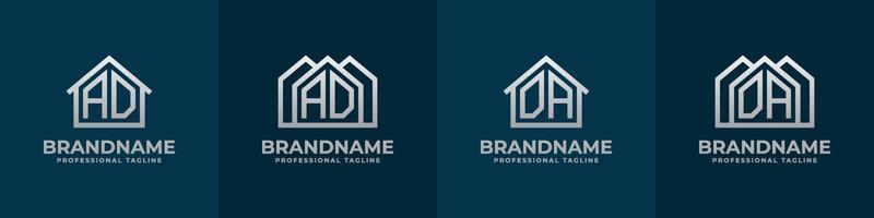 brief advertentie en da huis logo set. geschikt voor ieder bedrijf verwant naar huis, echt landgoed, bouw, interieur met advertentie of da initialen. vector
