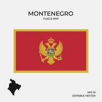 kaart van montenegro en vlag vector