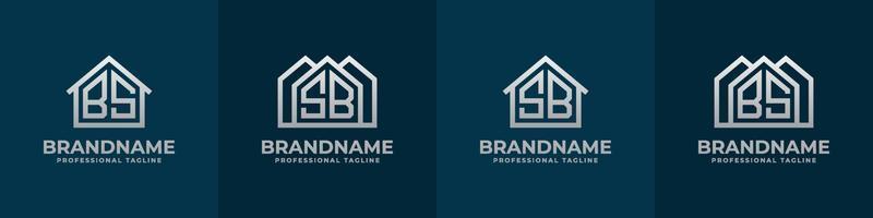 brief bs en sb huis logo set. geschikt voor ieder bedrijf verwant naar huis, echt landgoed, bouw, interieur met bs of sb initialen. vector