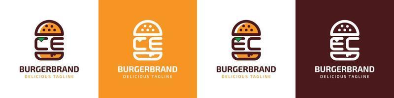 brief ce en ec hamburger logo, geschikt voor ieder bedrijf verwant naar hamburger met ce of ec initialen. vector