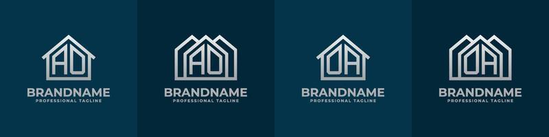 brief oa en oa huis logo set. geschikt voor ieder bedrijf verwant naar huis, echt landgoed, bouw, interieur met oa of oa initialen. vector