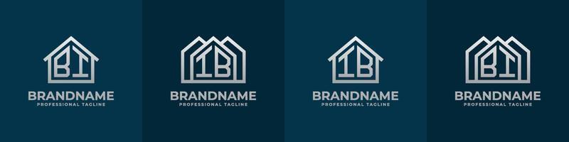 brief bi en ib huis logo set. geschikt voor ieder bedrijf verwant naar huis, echt landgoed, bouw, interieur met bi of ib initialen. vector