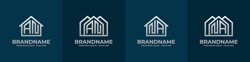 brief een en na huis logo set. geschikt voor ieder bedrijf verwant naar huis, echt landgoed, bouw, interieur met een of na initialen. vector