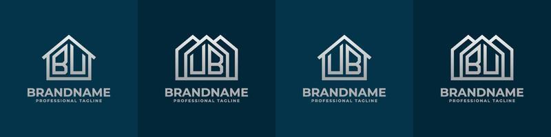 brief bu en ub huis logo set. geschikt voor ieder bedrijf verwant naar huis, echt landgoed, bouw, interieur met bu of ub initialen. vector