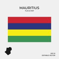 vlag en kaart van mauritius vector