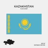 vlag en kaart van Kazachstan vector