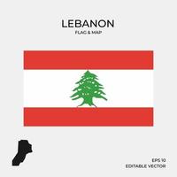 vlag en kaart van libanon vector