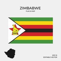 kaart van zimbabwe en vlag vector