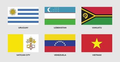 vlag van uruguay, oezbekistan, vanuatu, vaticaanstad, venezuela, vietnam, vector