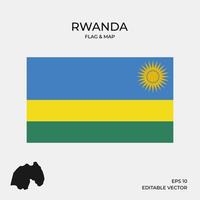 vlag en kaart van rwanda vector