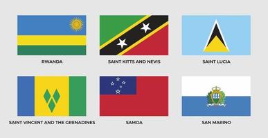 vlag van rwanda, saint kitts en nevis, saint lucia, saint vincent en de grenadines, samoa, san marino vector