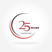 jaar jubileum gekoppeld logo met rode kleur geïsoleerd op een witte achtergrond voor bedrijfsfeest vector