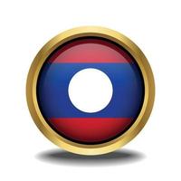 Laos vlag cirkel vorm knop glas in kader gouden vector