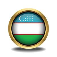 Oezbekistan vlag cirkel vorm knop glas in kader gouden vector