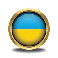 Oekraïne vlag cirkel vorm knop glas in kader gouden vector