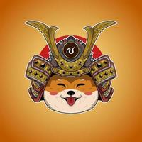 samurai schattig hond Japans krijger sjogoen vector illustratie artwork