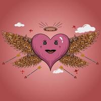 liefde hart Valentijn roze engel Vleugels wolk vector illustratie artwork