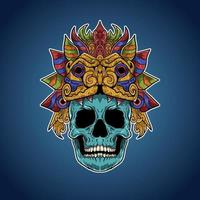 blauw schedel totem tribal mayan Mexicaans aztec voodoo vector illustratie artwork