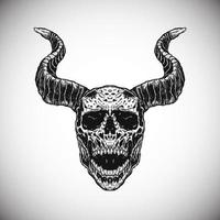 zwart schedel duivel Satan toeter hel koning donker gedetailleerd vector realistisch illustratie artwork