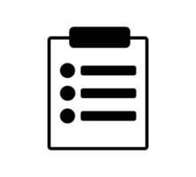 klembord met checklist icoon over- wit achtergrond, silhouet stijl, vector illustratie