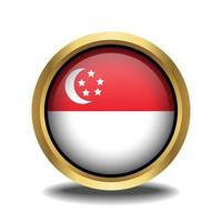 Singapore vlag cirkel vorm knop glas in kader gouden vector