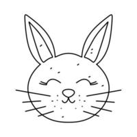 grappig konijn in hand- getrokken tekening stijl. schattig konijn zitten. huiselijk dier. kleur bladzijde werkzaamheid. geïsoleerd Aan wit achtergrond. vector