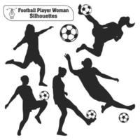 vector verzameling van vrouw spelen voetbal of Amerikaans voetbal silhouetten in verschillend poses