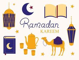 Ramadan kareem Arabisch moslim verzameling met ontwerp elementen vector illustratie in vlak stijl