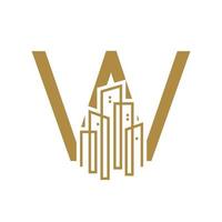 eerste w goud stad logo vector