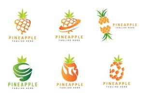 ananas logo ontwerp, vers fruit vector, plantage illustratie, fruit Product merk etiket vector