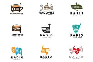 koffie radio logo, podcast radio ontwerp, koffie icoon, koffie cafe logo Product merk vector