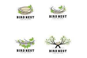 vogel nest logo ontwerp, vogel huis vector voor eieren, vogel boom logo illustratie