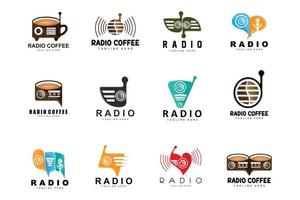 koffie radio logo, podcast radio ontwerp, koffie icoon, koffie cafe logo Product merk vector