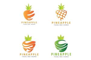 ananas logo ontwerp, vers fruit vector, plantage illustratie, fruit Product merk etiket vector