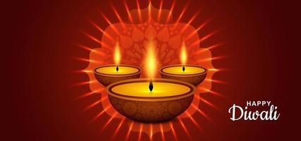 gelukkig diwali-festival van licht met diya-achtergrond vector