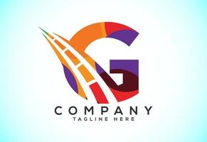brief g met weg logo zingen. veelhoekige stijl logo voor snelweg onderhoud en bouw. vector