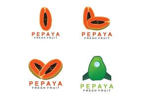 getextureerde oranje fruit ontwerp papaja logo, papaja boom merk Product etiket vector, fruit markt vector