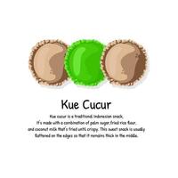 kue cucur of cucur taart gemaakt van rijst- meel en palm suiker Indonesisch tussendoortje voedsel vector