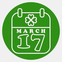 icoon st. Patrick dag kalender. st. Patrick dag viering elementen. pictogrammen in groen stijl. mooi zo voor afdrukken, affiches, logo, partij decoratie, groet kaart, enz. vector