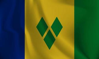 vlag van heilige vincent en de grenadines, met een golvend effect ten gevolge naar de wind. vector