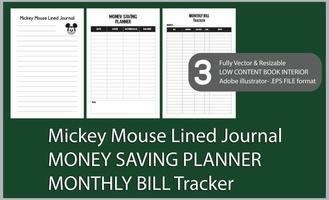 mickey muis bekleed logboek geld besparing ontwerper maandelijks Bill tracker vector