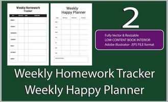 wekelijks huiswerk tracker wekelijks gelukkig ontwerper vector