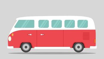 rood wijnoogst busje oud busje bus vlak vector