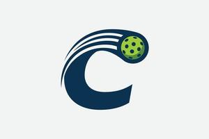 brief c logo met in beweging augurk vector