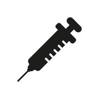 injectiespuit met naald- silhouet icoon. vaccin injectie icoon. vaccinatie, immunisatie van griep ziekte teken. medisch injector glyph pictogram. medicijnen apparatuur. geïsoleerd vector illustratie.