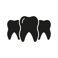 gezond tanden reeks silhouet icoon. drie kies deuk glyph pictogram. tandheelkundig behandeling solide teken. mond Gezondheid. mondeling geneesmiddel. tandheelkunde symbool. orthodontisch gezondheidszorg. geïsoleerd vector illustratie.