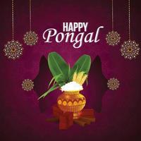 gelukkige pongal indische festivalviering vector