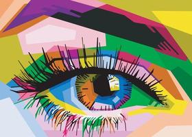 kleurrijk ogen in veelhoekige abstract knal kunst stijl. geschikt voor affiches, spandoeken, spandoeken, logos en meer vector